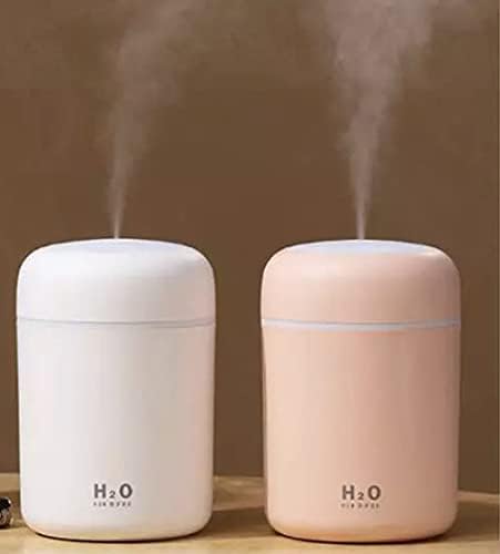 Mini humidificador portátil colorido - Difusor de aceite esencial - H2O Humidificador 10.1 fl oz USB Air para dormitorio, automóvil, oficina, escritorio con luz y 2 modos de niebla (blanco)