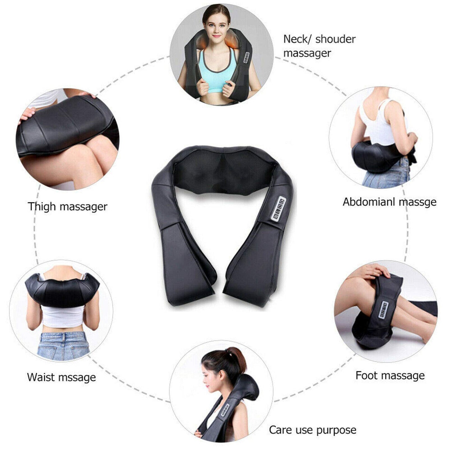Masajeador de Cuello - Con esferas giratorias - masajeador con calor y vibración - masaje 4D