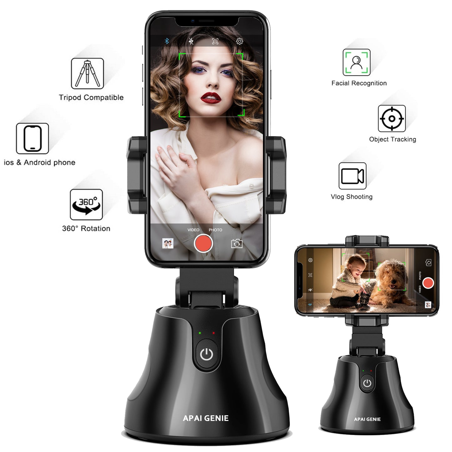 Soporte inteligente 360º APAI GENIE, Conexión de bluetooth, compatible con android y iphone